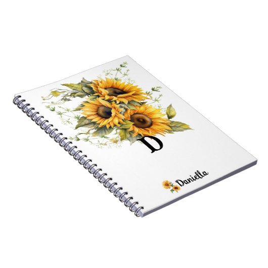 Moderne zonnebloemen geel notitieboek (Rechterzijde)