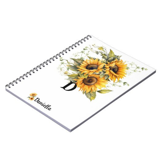 Moderne zonnebloemen geel notitieboek (Linkerzijde)