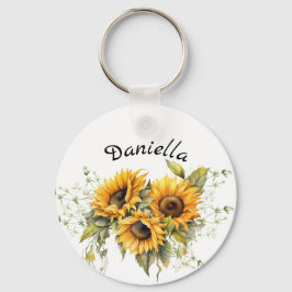 Moderne zonnebloemen geel sleutelhanger