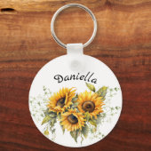 Moderne zonnebloemen geel sleutelhanger (Voorkant)
