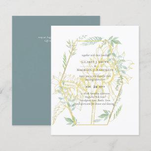Moderne zonnebloemen Greenery Sage Gold Wedding