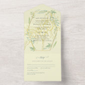 Moderne zonnebloemen Greenery Sage Gold Wedding All In One Uitnodiging (Binnen)