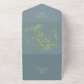 Moderne zonnebloemen Greenery Sage Gold Wedding All In One Uitnodiging (Buitenkant)