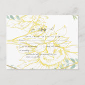 Moderne zonnebloemen Greenery Sage Gold Wedding Briefkaart (Voorkant)