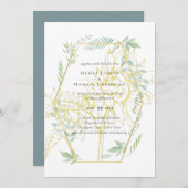 Moderne zonnebloemen groen blad Sage Goud Bruiloft (Voorkant / Achterkant)