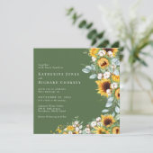 Moderne Zonnebloemen Groen Plein Geen Ouders Trouw Kaart (Staand voorkant)