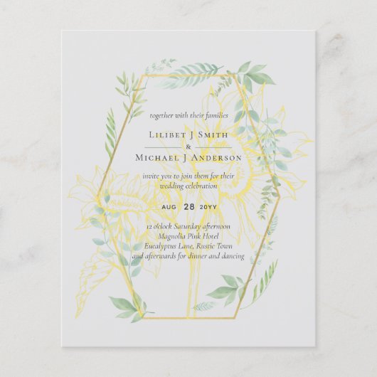 Moderne zonnebloemen groenblijvend saliegoud bruil (Voorkant)