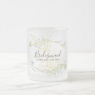 Moderne Zonnebloemen Groene Salie Goud Bruiloft Matglas Koffiemok