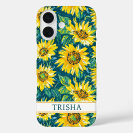 Moderne Zonnebloemen Met Monogram iPhone 16 Hoesje