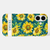 Moderne Zonnebloemen Met Monogram Case-Mate iPhone Case (Achterkant (horizontaal))