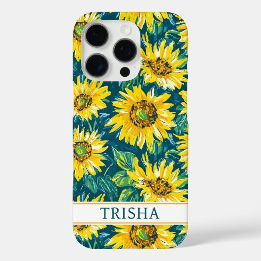 Moderne Zonnebloemen met Monogram Case-Mate iPhone Case (Achterkant)