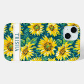 Moderne Zonnebloemen met Monogram Case-Mate iPhone Case (Achterkant (horizontaal))