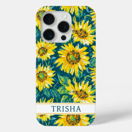Moderne Zonnebloemen met Monogram iPhone 15 Pro Case