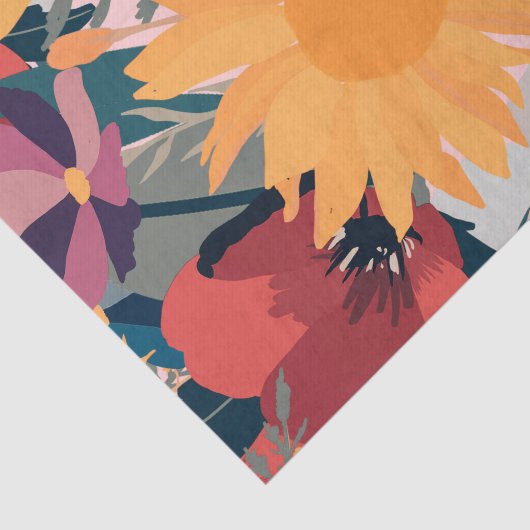 Moderne zonnebloemen — Ontwerp in najaarskleuren Tissuepapier (Detail)