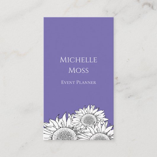 Moderne Zonnebloemen QR code Boho Bloemen Paarse Visitekaartje (Voorkant)