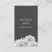 Moderne Zonnebloemen QR code Grijs Visitekaartje (Voorkant)