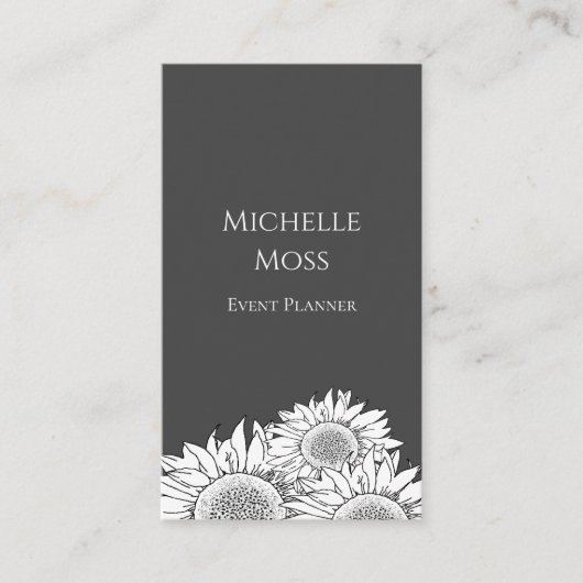Moderne Zonnebloemen QR code Grijs Visitekaartje (Voorkant)