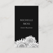 Moderne Zonnebloemen QR code Zwart Wit Boho Visitekaartje (Voorkant)
