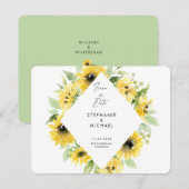 Moderne zonnebloemen Spray Wedding Save the Date (Voorkant / Achterkant)