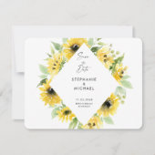 Moderne zonnebloemen Spray Wedding Save the Date (Voorkant)