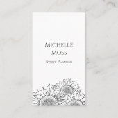 Moderne Zonnebloemen Zwart Wit QR code Boho Visitekaartje (Voorkant)