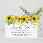 Moderne zonnebloempels Waterverf neerslag bruiloft Save The Date (Staand voorkant)