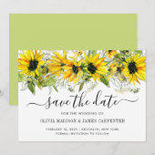 Moderne zonnebloempels Waterverf neerslag bruiloft Save The Date (Voorkant / Achterkant)