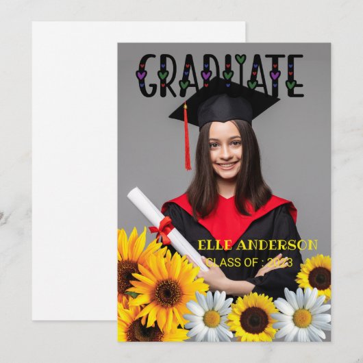 Moderne zonnebloempitten Afstuderen Feestdagenkaart (Voorkant / Achterkant)