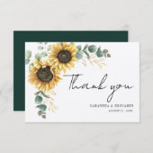 Moderne zonnebloempitten Eucalyptus Weddenschap Bedankkaart (Voorkant / Achterkant)