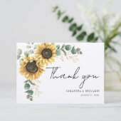 Moderne zonnebloempitten Eucalyptus Weddenschap Bedankkaart (Staand voorkant)