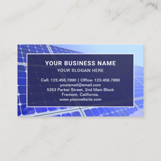 Moderne zonnepanelen voor hernieuwbare energie visitekaartje (Achterkant)