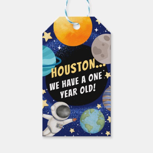 Moderne Zonnestelsel Ruimte Gelukkige Verjaardag Cadeaulabel (Voorkant)