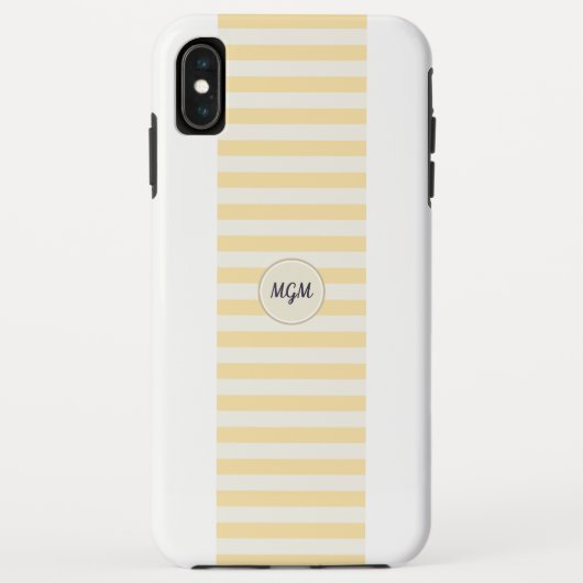 Moderne Zonnige Gele en Crème Gestreepte Monogram Case-Mate iPhone Case (Achterkant)