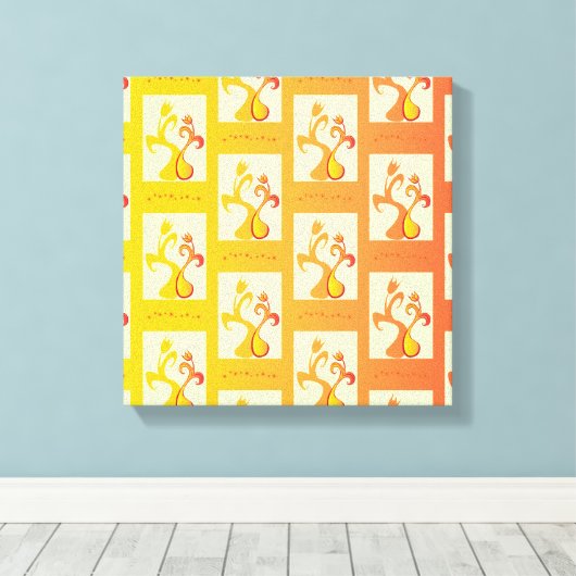 Moderne zonnige gele Tulip Couple illustratie Canvas Afdruk (Insitu (Houten vloer))