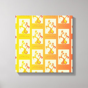 Moderne zonnige gele Tulip Couple illustratie Canvas Afdruk