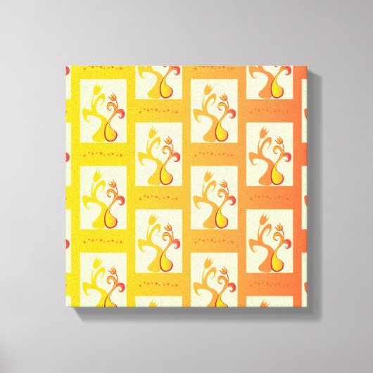 Moderne zonnige gele Tulip Couple illustratie Canvas Afdruk (Voorkant)