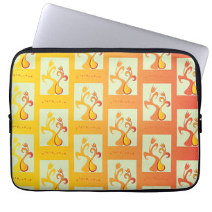 Moderne zonnige gele Tulip Couple illustratie Laptop Sleeve