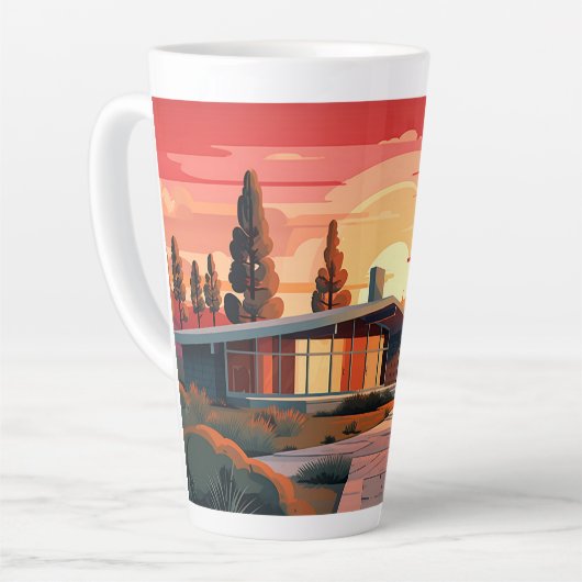 Moderne zonsondergang in het midden van de eeuw latte mok (Linkerhoek)