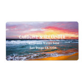 Moderne Zonsondergang Oceaan Tropisch Strand Bruil Etiket (Voorkant)