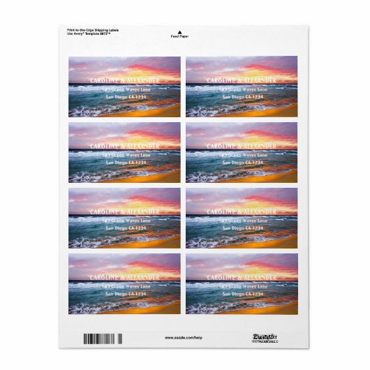 Moderne Zonsondergang Oceaan Tropisch Strand Bruil Etiket (Full Sheet)