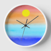 Moderne zonsondergang op strand waterverf Retro gr (Voorkant)