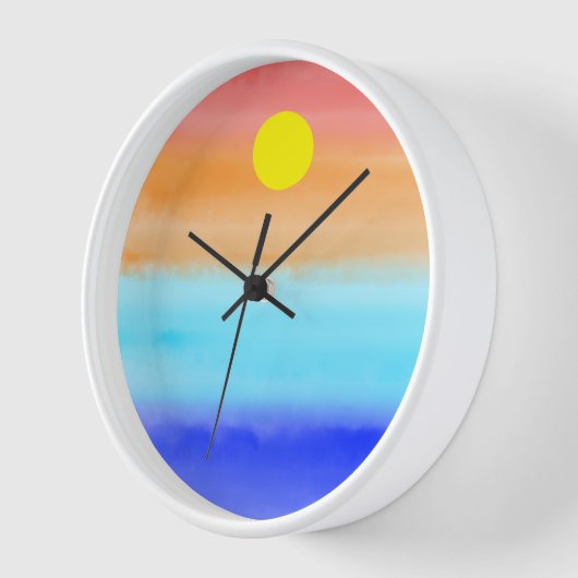 Moderne zonsondergang op strand waterverf Retro gr (Hoek)