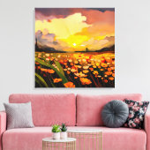 Moderne zonsondergang over blokveld Waterverf Canvas Afdruk (Insitu (Woonkamer))