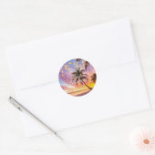 Moderne Zonsondergang & Sterren Zomer Bruidsmeisje Ronde Sticker (Envelop)