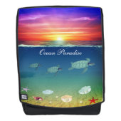 Moderne zonsopgang in de oceaan, zeeen schildpadde rugtassen (Voorkant)