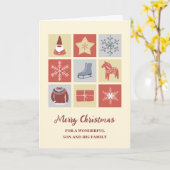 Moderne zoon & familie Vrolijk kerstfeest Kaart (Gele Bloem)