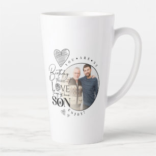 Moderne Zoon, kleinkind Verjaardag Typografie Foto Latte Mok