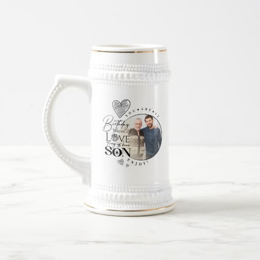 Moderne Zoon, verjaardag typografie foto van klein Bierpul (Links)