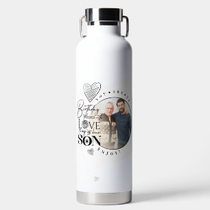 Moderne Zoon, verjaardag typografie foto van klein Waterfles