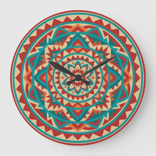 Moderne Zuidwest Mandala Grote Klok (Voorkant)